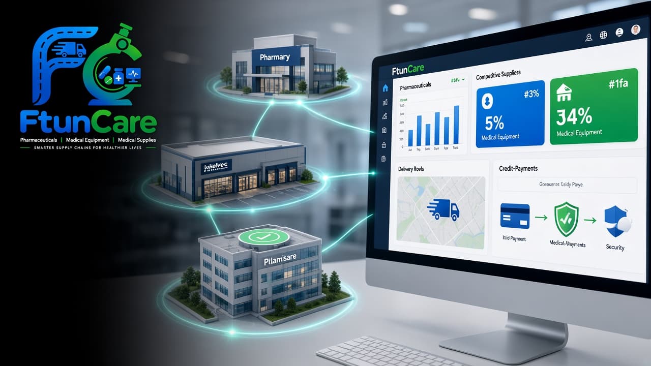 FtunCare connected healthcare supply platform with pharmacy, warehouse, and facility network