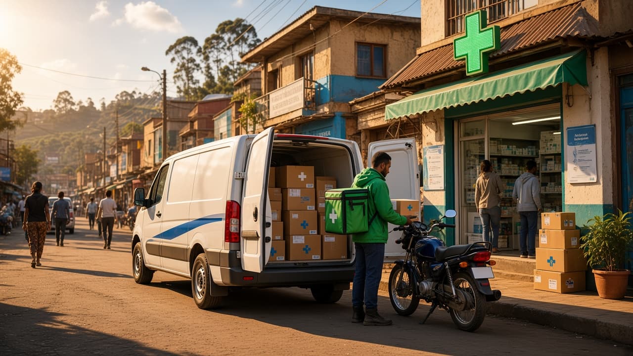 FtunCare delivery network connecting pharmacies across Ethiopia
